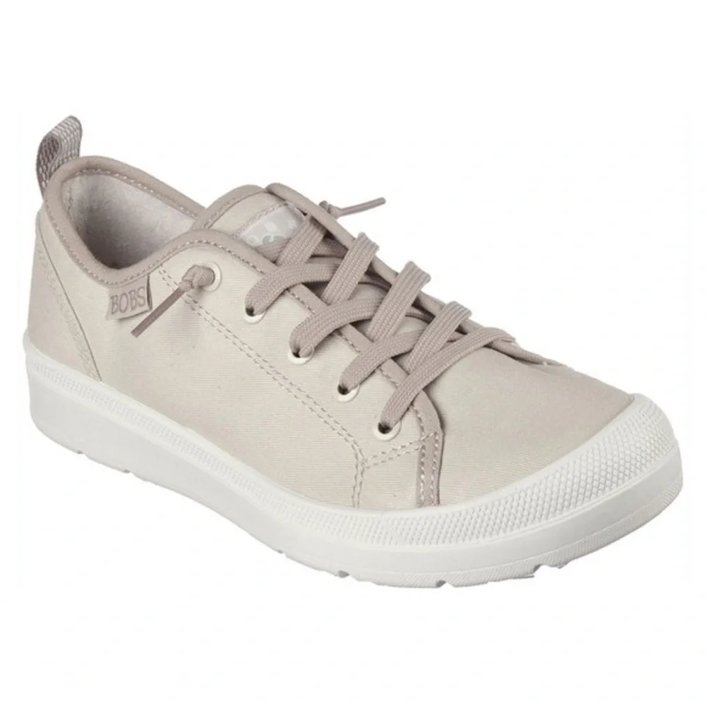 BOBS Sketchers Beyond Simply Earthy Tan Laced Slip On Canvas Sneakers Size 11